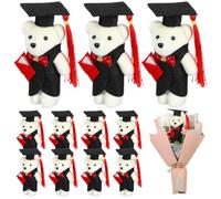 ABOOFAN 24Pcs Mini Graduation Bears, Small Plush Stuffed Animal with Cap for DIY Flower Bouquet Making, Graduation Gifts for Boys Girls Class of 2026