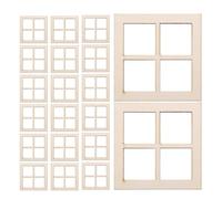 ABOOFAN 24pcs Miniature Dollhouse Windows, 6.7x6.74cm Square Hollow-Out Window Frame for Painting, Craft, Dollhouse Furniture Props