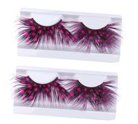 ABOOFAN 2Pairs Reusable Pink Colored False Eyelashes Deluxe Party Cosplay Lash Extensions for Fashionable Stage Shows and Halloween Makeup