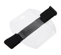 ABOOFAN 2pcs Adjustable Arm Badge Holders with Wear-Resistant PVC and Polyester Ribbon, Protective Id Card Covers for Factory and Airport Use, Black Arm Band Badge Holders