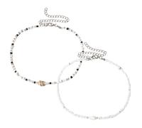 ABOOFAN 2pcs Adjustable Length Beaded Choker Necklace with Natural Shells, Versatile Summer Accessory for Women and Teens, for Beach Trips and Tropical Vacations