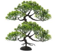 ABOOFAN 2pcs Aquarium Landscaping Plants Artificial Faux Plants Bonsai Ornament Fish Tank Pine Tree Plastic Tiny Containers Bonsai Tree Fish Tank Miniature for Terrariums