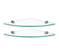 ABOOFAN 2pcs Bathroom Corner Glass Shelves Triangular Wall Mounted Storage Rack for Shower Organiser with Design Space Saving and Easy Installation