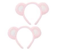 ABOOFAN 2Pcs Bear Ear Hairbands Soft Plush Multi-function Headbands Comfortable Cloth Bands for Birthday Cosplay Christmas Party Accessories