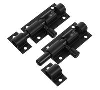 ABOOFAN 2pcs Black Aluminum Alloy Door Slide Latches with Strong Bolt Lock Easy to Use Security Latches for Bathrooms and Toilets Modern Simple Design