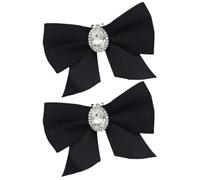 ABOOFAN 2pcs Black Bow Shoe Clips with Alloy Silk Shine for Slip-on Shoes | Reusable Clip-on Clasp, Instant Shoe Decor, Brides and Wives, Ballroom Dancing or Daily Life