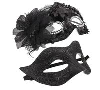 ABOOFAN 2pcs Black Venetian Set for Couples Elegant Lightweight Halloween Costume Accessory for Men and Women Versatile Party Dress up Masks for Mardi Gras Prom Carnival and Theater Events