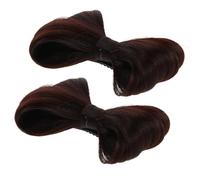 ABOOFAN 2Pcs Bowknot Hair Bun Clips for Women Faux Messy Hair Bun Styling Clips Light Brown Mini Ribbon for Wigs