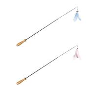 ABOOFAN 2pcs Carbon Fiber Teaser Stick for Cats with Height Hanging Pendant Blue Pink for Kitten Play Exercise