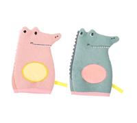 ABOOFAN 2pcs Cartoon Double-sided Exfoliating Bath Gloves Set, Thickened Soft Fibre Bath Mitts for Adults, Non-slip Reusable Shower Scrub Gloves in Pink and Green for Home Bathing