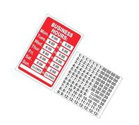 ABOOFAN 2pcs Changeable Business Hour Open Sign with Number Stickers Self-adhesive Red Store Hours Signs for Door Window for Coffee Shops Restaurants
