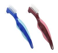ABOOFAN 2pcs Double Sided Denture Brush Soft Nylon Bristles Reusable Toothbrush for Denture Oral Care Cleaning at Home with Sturdy Pp Handle