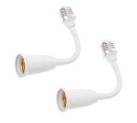 ABOOFAN 2pcs E27 Swivel Lamp Adapter Flexible Arm 295mm for Garage Use | Plastic and Metal Build, 360 Degree Extender Design, Recessed Lighting and Energy Saving Bulbs, White