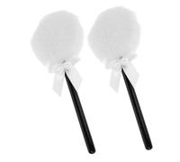 ABOOFAN 2pcs Fairy Wand Makeup Powder Puff for Women Ultra-soft Long Hair Body Dusting Puff with Handle Loose Talcum Powder Applicator for Face and Body Portable Cosmetic Sponge for