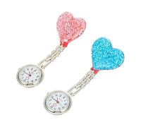 ABOOFAN 2pcs Fashionable Heart Crystal Pocket Watch Nurse Watch Professional Nursing Easy to Wear Stylish