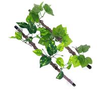 ABOOFAN 2pcs Flexible Reptile Jungle Climbing Branch with Realistic Texture and Suction Cup for Terrarium Decoration, Plastic Snake and Lizard Habitat Accessories in Green