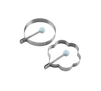 ABOOFAN 2Pcs Fried Egg Shaper Pancake Ring Mold 3.23X3.23X4.13 Inch Stainless Steel with Handle Creative Shape for Home Kitchen Baking