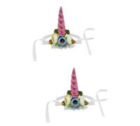 ABOOFAN 2pcs Funny Unicorn Pet Hat for Cats and Dogs Pink Horn Cosplay Accessory Party Costume Cap for Puppies and Kittens Cute Animal Dress-up Headwear