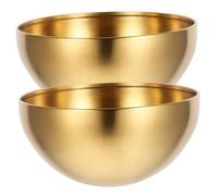 ABOOFAN 2Pcs Gold Stainless Steel Single Layer Fruit Salad Bowls Multipurpose Rice Noodle Snack Containers for Home Restaurant Bar Use