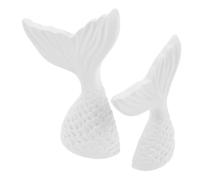 ABOOFAN 2pcs Gypsum Fish Tail Statue for Coastal Decor Handcarved Sculpture Fish Tails Craft as Photo Booth Props Nautical Figurine for Home Ocean Decorations
