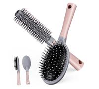 ABOOFAN 2pcs Hair Styling Brushes with Comfortable Grip Detangling Wet and Dry Hair Comb Round Curl Defining Brush for Smooth Sleek