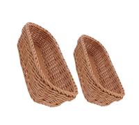 ABOOFAN 2pcs Hand-woven Plastic Silverware Basket Organizer Multipurpose Kitchen Utensil Holder for Tableware Storage Compact Decorative Caddy for Cutlery Bread Fruit Countertop Rack for