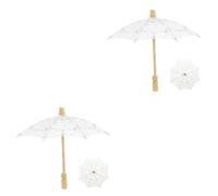 ABOOFAN 2pcs Handle Embroidery Decorative Wedding Parasol for Bridal Shower Bride Parasol Vintage Umbrellas Oriental Chinese Style Wedding Accessory Photo Booth Prop