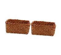 ABOOFAN 2pcs Handmade Woven Storage Basket Multifunctional Container for Living Room Kitchen More Lightweight Sturdy Design Rustic Handwoven Pattern for Organizing Fruits and Supplies
