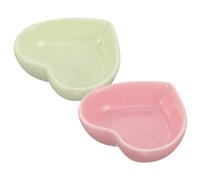 ABOOFAN 2pcs Heart Shaped Ceramic Pet Feeder Bowl with Anti-turning Design and Stable Placement for Rabbits and Gerbils, Multi-purpose Small Animal Food and Water Dish