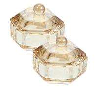 ABOOFAN 2pcs Hexagon Glass Nail Art Cups with Lids Nail Liquid Holders for Mixing Polish Powders and Cleaning Practical Manicure Tools for Professionals and Beginners