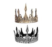 ABOOFAN 2pcs King Crown for Men King Tiara Royal Crown Medieval Queen Cosplay Medieval Black Trim Golden Halloween Fancy Dress Hat Accessory