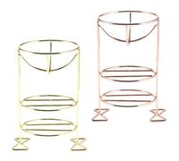 ABOOFAN 2pcs Makeup Sponge Holder Powder Puff Rack Metal Three-layer Storage Stand for Cosmetic Beauty Eggs, Rose Gold and Gold, Suitable for Makeup Sponge Drying and Display