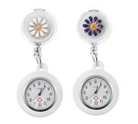 ABOOFAN 2pcs Medical Staff Essential Retractable Medical Watch Flower Pattern Watch Clip Nurse Random Color