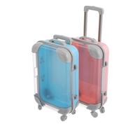 ABOOFAN 2pcs Mini Makeup Suitcase Box with Detachable Design Versatile Eyelash Holder Organizer and Cosmetic Storage for Women Travel Supplies Adorable Luggage Style in Blue and Pink