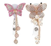 ABOOFAN 2pcs Multi-Function Portable Butterfly Badge Holder Clips for Name Tags and Id Cards with Assorted Colours, Made of Sturdy Abs Material, Eye-catching Design for Factory Workers