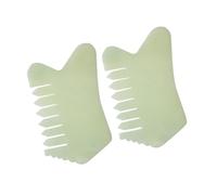 ABOOFAN 2pcs Natural Jade Massage Combs Hair Scalp Scraping Tools to Accelerate Blood Circulation and Stimulate Scalp for Relaxing Hair Care