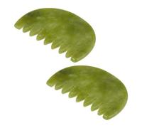 ABOOFAN 2pcs Natural Jade Scalp Massage Comb for Hair Stimulate Portable Head Massager Green Jade Material for Home Relaxation and Wellness