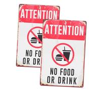 ABOOFAN 2pcs No Food Drink Warning Signs Indoor Outdoor Decals for Public Spaces Subway Bus Library Museum Laboratory Shop Door Bathroom Wall Stickers