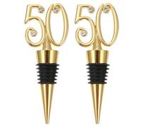ABOOFAN 2Pcs Number 50 Wine Bottle Stoppers Reusable Alloy Corks for Birthday Party Decorations and Wedding Anniversary
