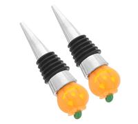 ABOOFAN 2pcs Pumpkin Wine Bottle Stoppers Zinc Alloy Leakproof Beverage Sealers Halloween Novelty Bottle Toppers