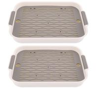 ABOOFAN 2pcs Rabbit Litter Box for Guinea Pigs and Puppies, White Square Plastic Pet Toilet Rounded Mesh Edges and Detachable Design, for Kitchen or Porch Use
