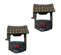 ABOOFAN 2pcs Resin Water Well Decorations Vintage Design Simple and Generous Style Prevent Fading and Prevent Shattering Miniature Doll House Ornament for Garden Outdoor Decoration