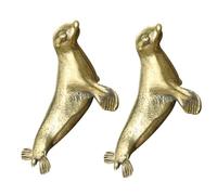 ABOOFAN 2pcs Retro Brass Sea Lion Statue with Aged Patina Finish for Home | Miniature Animal Figure, Lifelike Detailing, Low Maintenance, Home Office Decor and Tea Table Arrangements