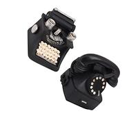 ABOOFAN 2pcs Retro Typewriter and Old-Fashioned Telephone Resin Mini Ornaments Desktop Decoration for Home Office