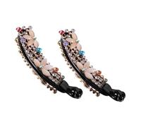 ABOOFAN 2pcs Rhinestone Banana Hair Clips for Thick Curly Hair with Sparkling Embellishments Lightweight Non-damaging Ponytail Holders for Women S Everyday and Party Styling