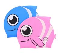 ABOOFAN 2pcs S Silicone Swim Cap with Cute Fish Pattern Blue Pink Swim Hats for Boys for Swimming Lessons Pool Safety and Outdoor Water Play