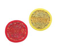 ABOOFAN 2pcs Singing Bowl Mat Buddha Sound Bowl Cushion Nepalese handmade cloth pad for meditation Buddhist accessories portable coffee cotton Vajra bell pad 10cm yellow red