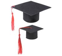 ABOOFAN 2pcs Small Pet Graduation Cap Set in Black Felt with Tassel Stylish Hamster Graduation Cap and Guinea Pig Bachelor Hats Preventing Easily Falling and Staying Securely