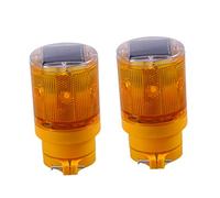 ABOOFAN 2pcs Solar LED Warning Light for Road Safety, Orange Wireless Strobe Traffic Beacon, Emergency Flashing Barricade Signal Lamp for Construction and Industrial Use