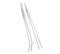 ABOOFAN 2pcs Stainless Steel Aquarium Tweezers for Fish and Pet Care with Straight and Curved Tips, Extra Long Metal Feeding Tools Suitable for Terrarium Use, No Adverse Effects on Water
